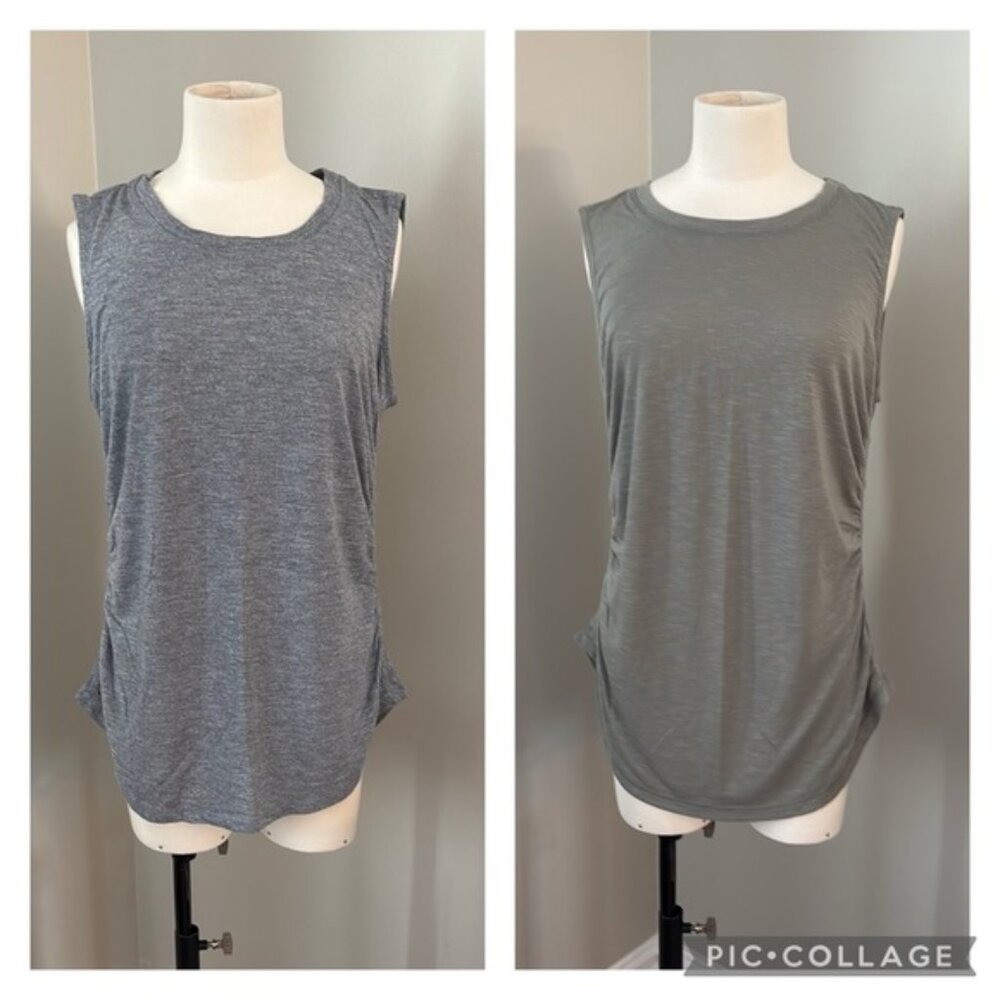 Shambhala Grey and Green Ruched Side Tank Top Bundle Sz L